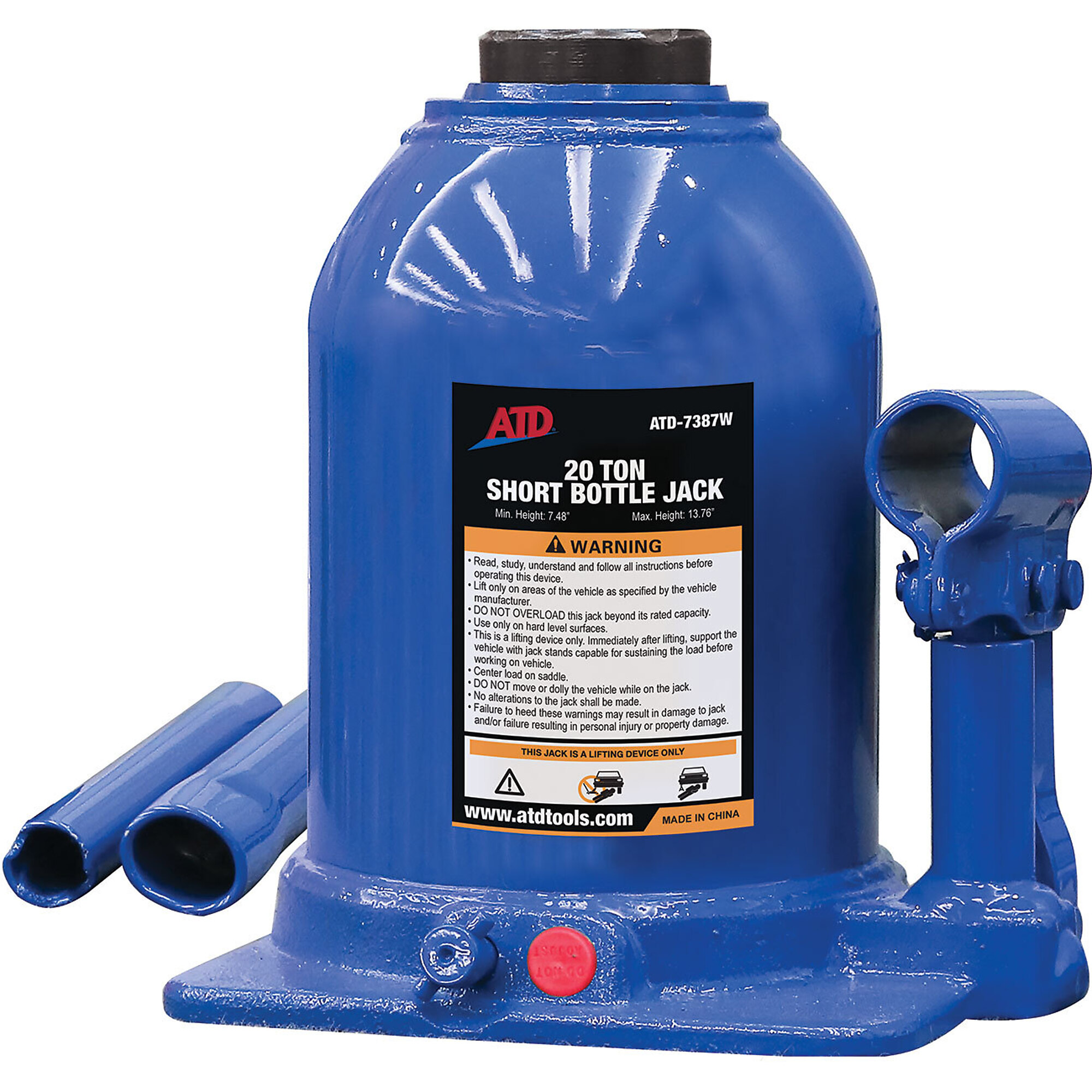 ATD Jack Bottle 20 Ton Short Heavy Duty Side Pump, Model# 10663